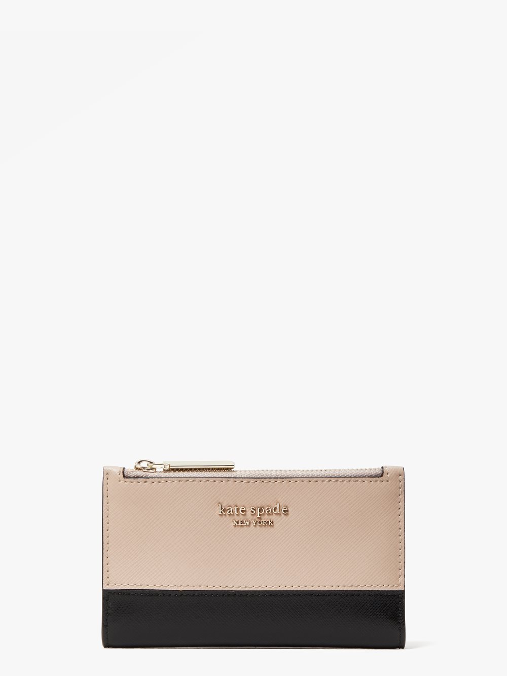 Women's warm beige/black spencer small slim bifold wallet | Kate Spade