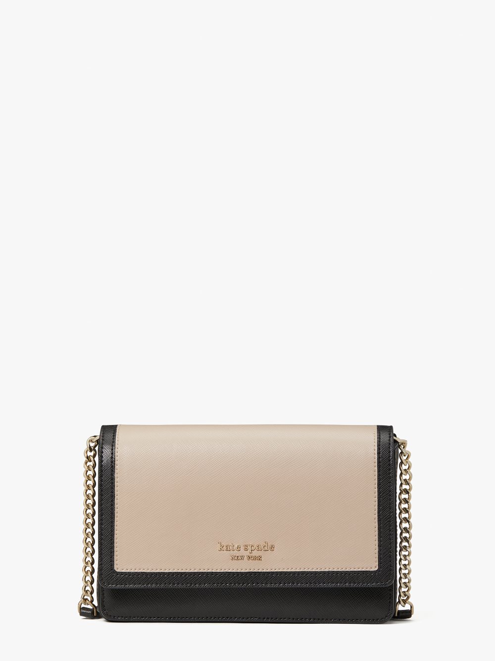 Women's warm beige/black spencer flap chain wallet | Kate Spade