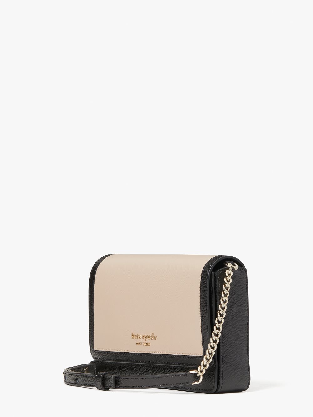 Women's warm beige/black spencer flap chain wallet | Kate Spade