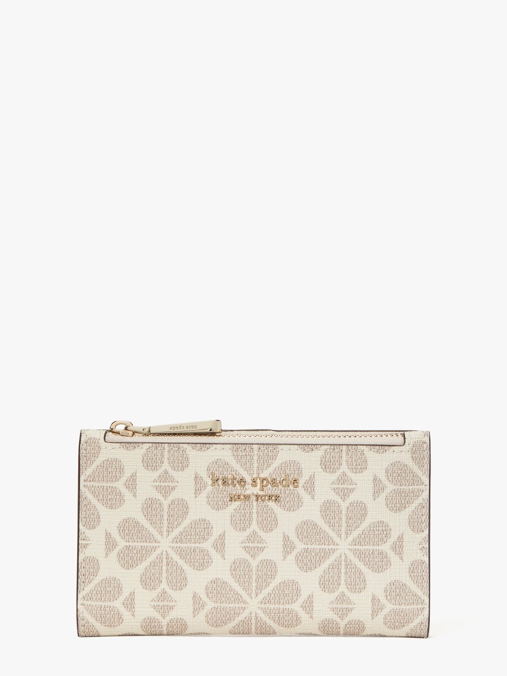 Women's parchment multi spade flower coated canvas small slim bifold wallet | Kate Spade
