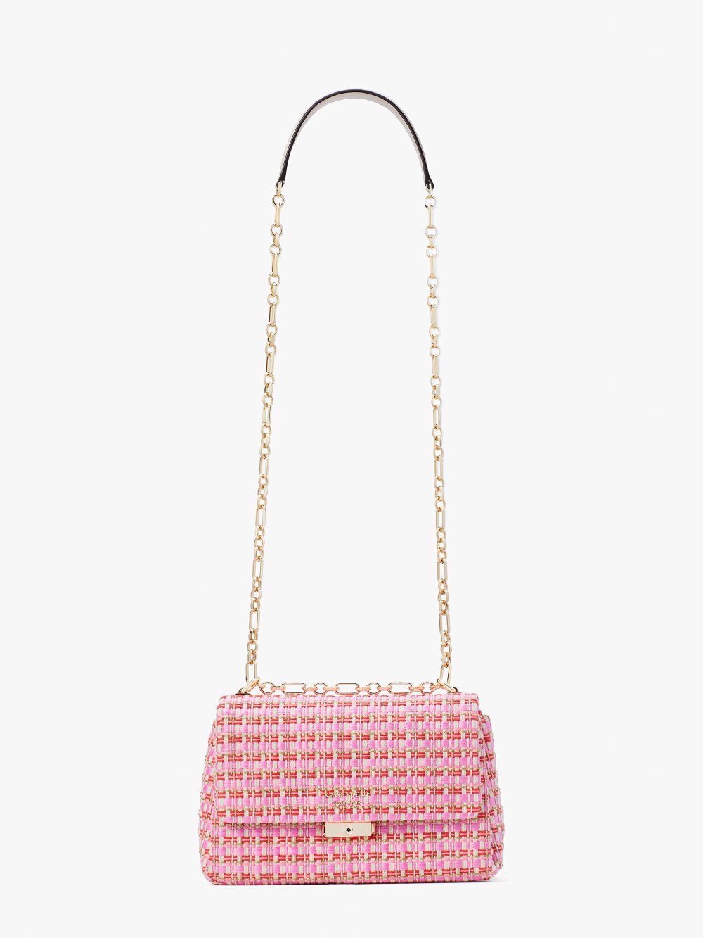 Women's pink multi carlyle raffia tweed medium shoulder bag | Kate Spade