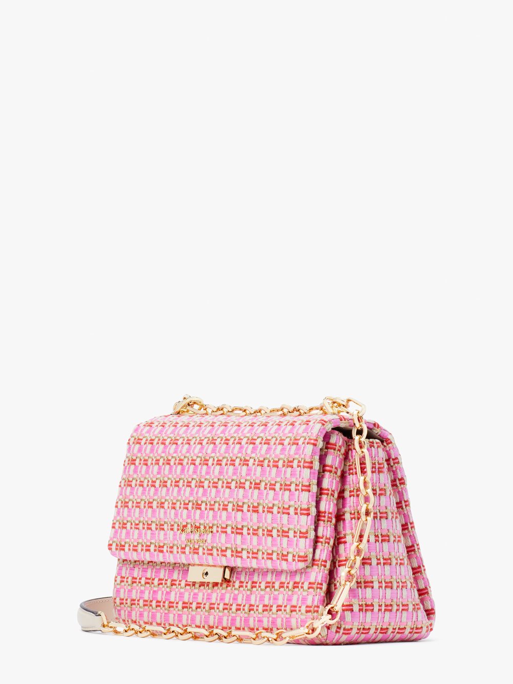 Women's pink multi carlyle raffia tweed medium shoulder bag | Kate Spade