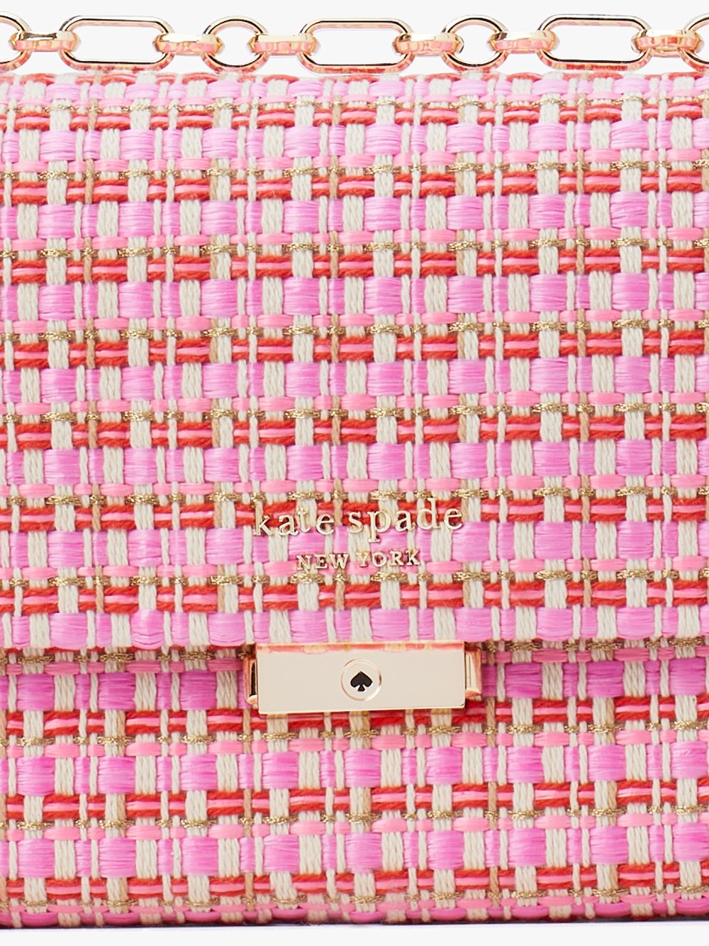 Women's pink multi carlyle raffia tweed medium shoulder bag | Kate Spade