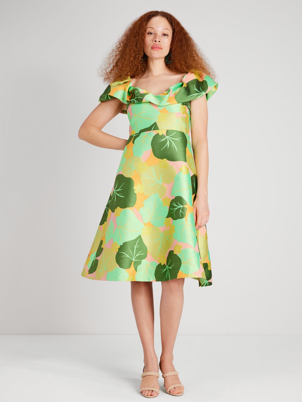 Women's multi cucumber floral flounce dress | Kate Spade