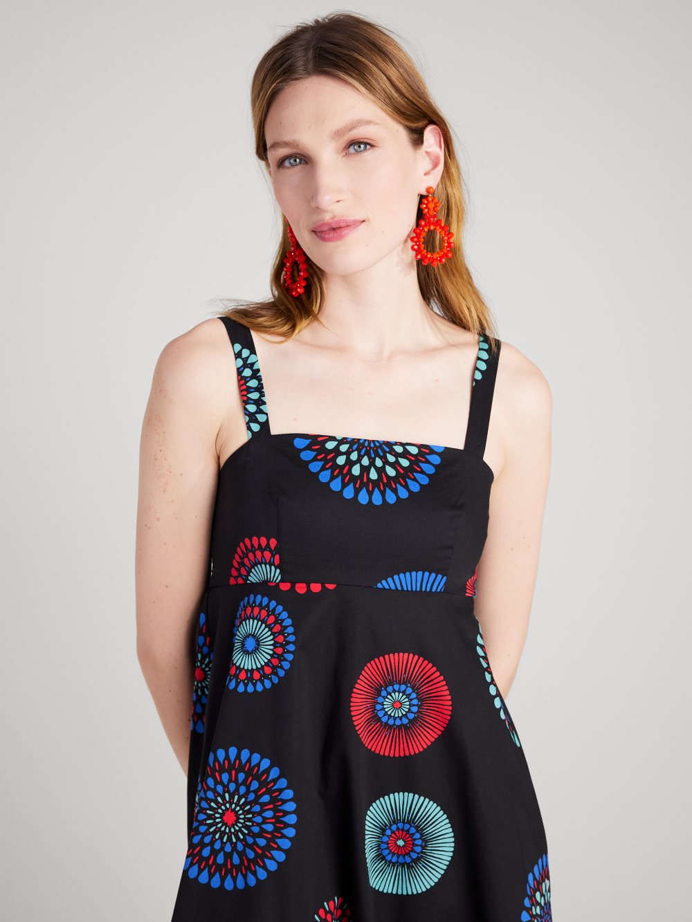 Women's black multi. firework floral al fresco midi dress | Kate Spade