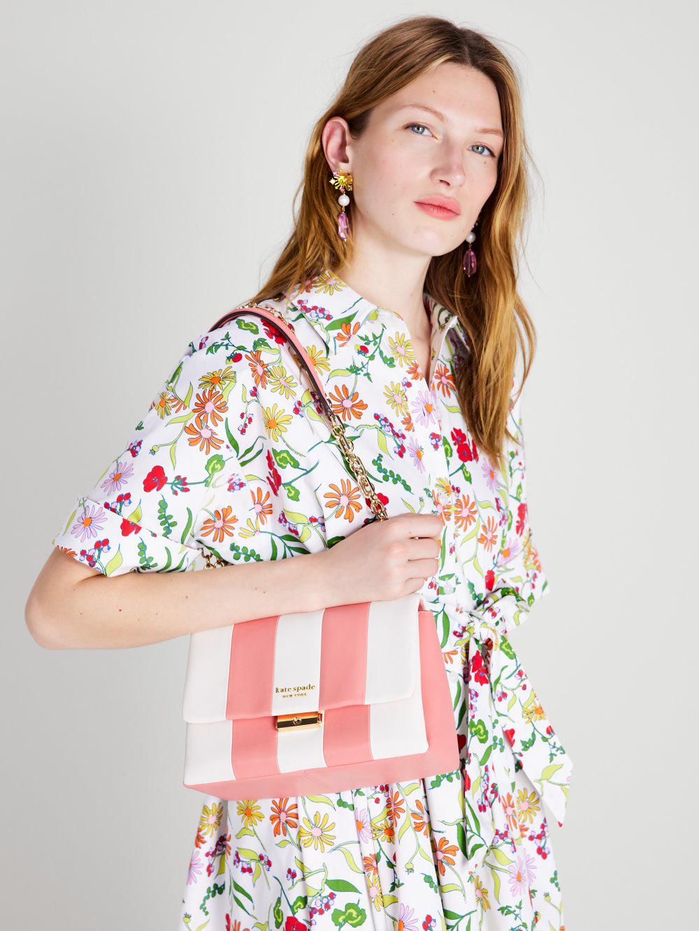 Women's garden rose multi carlyle striped medium shoulder bag | Kate Spade