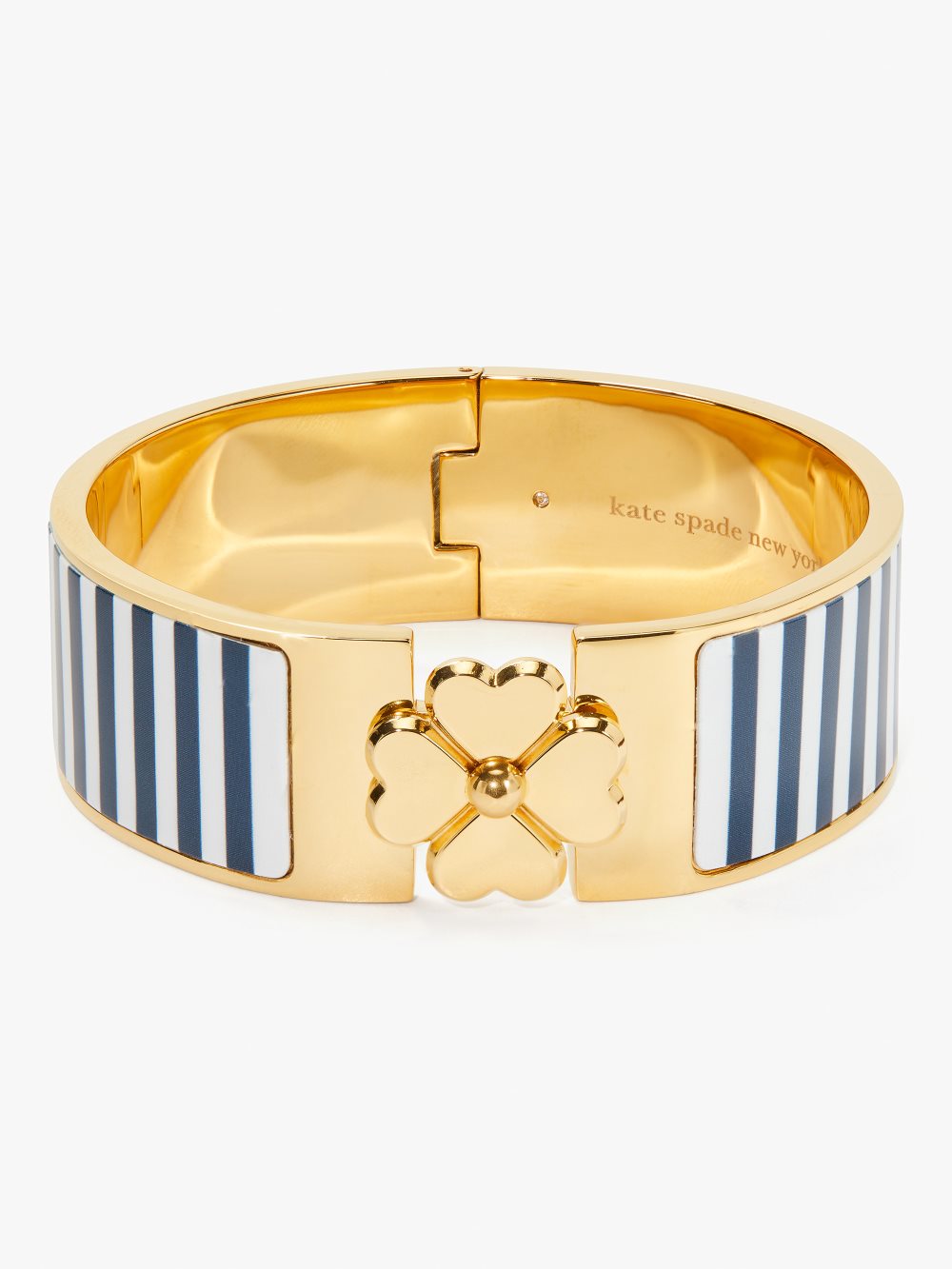 Women's squid ink heritage spade flower wide hinged bangle | Kate Spade