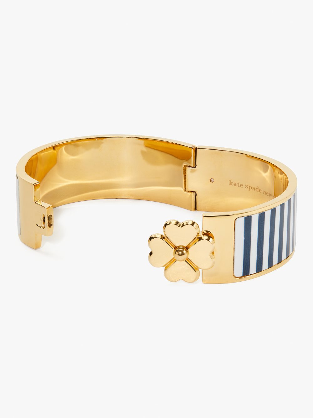 Women's squid ink heritage spade flower wide hinged bangle | Kate Spade