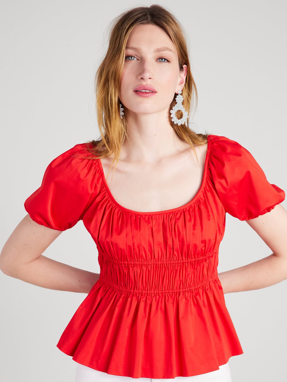 Women's flame scarlet poplin riviera top | Kate Spade