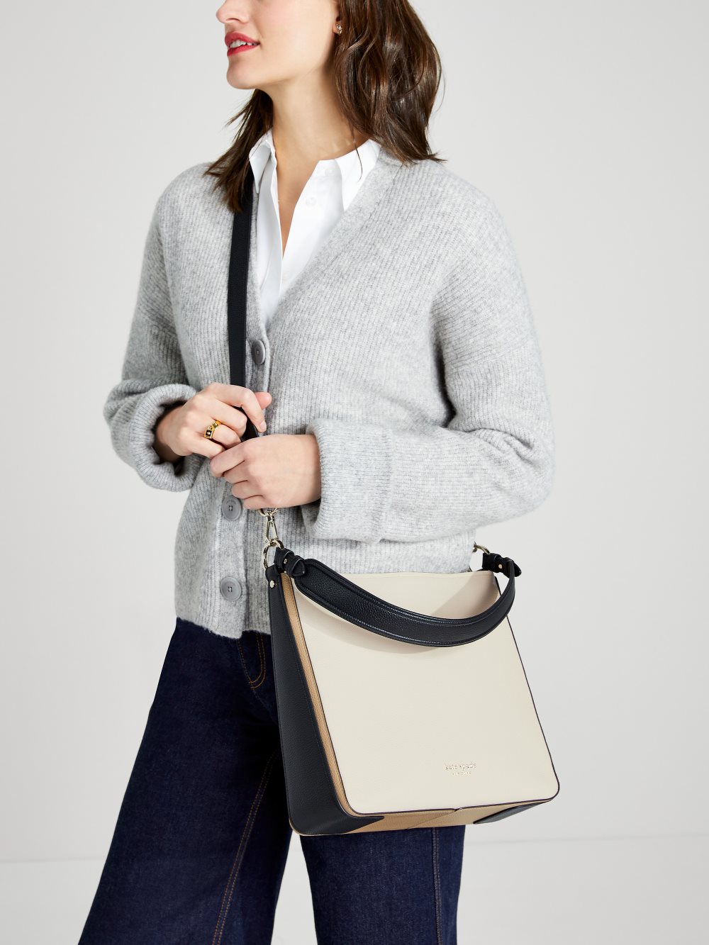 Women's parchment multi hudson colorblocked large hobo bag | Kate Spade