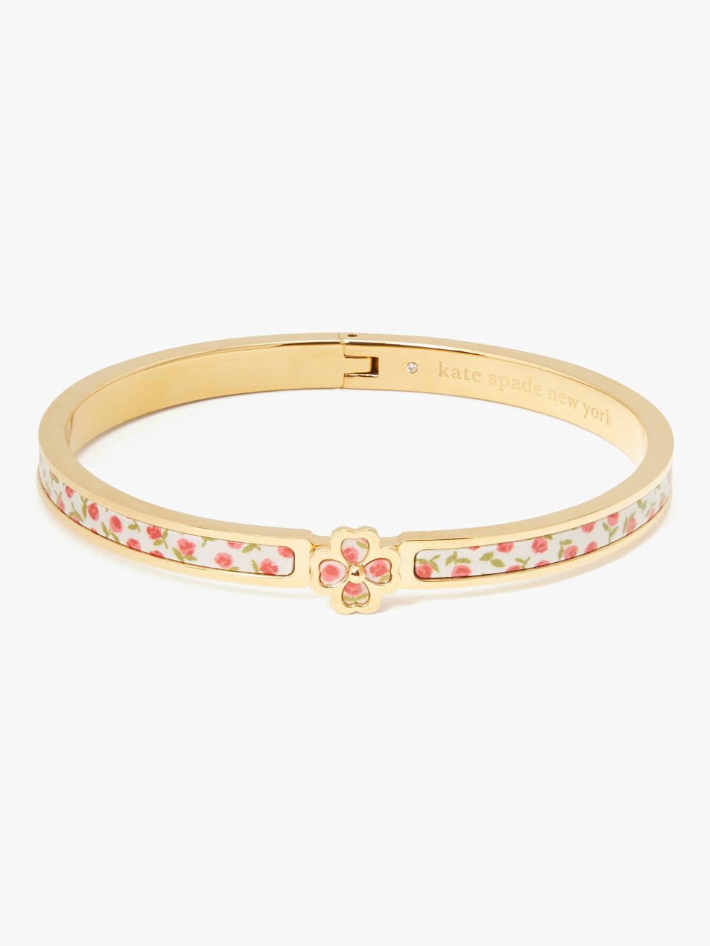 Women's cream ditsy rose heritage spade flower metal thin hinged bangle | Kate Spade