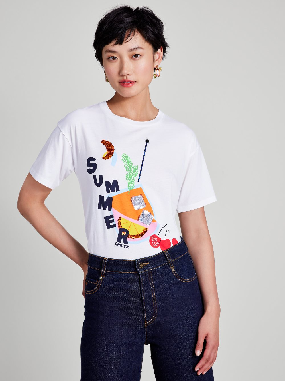 Women's fresh white embellished spritz tee | Kate Spade