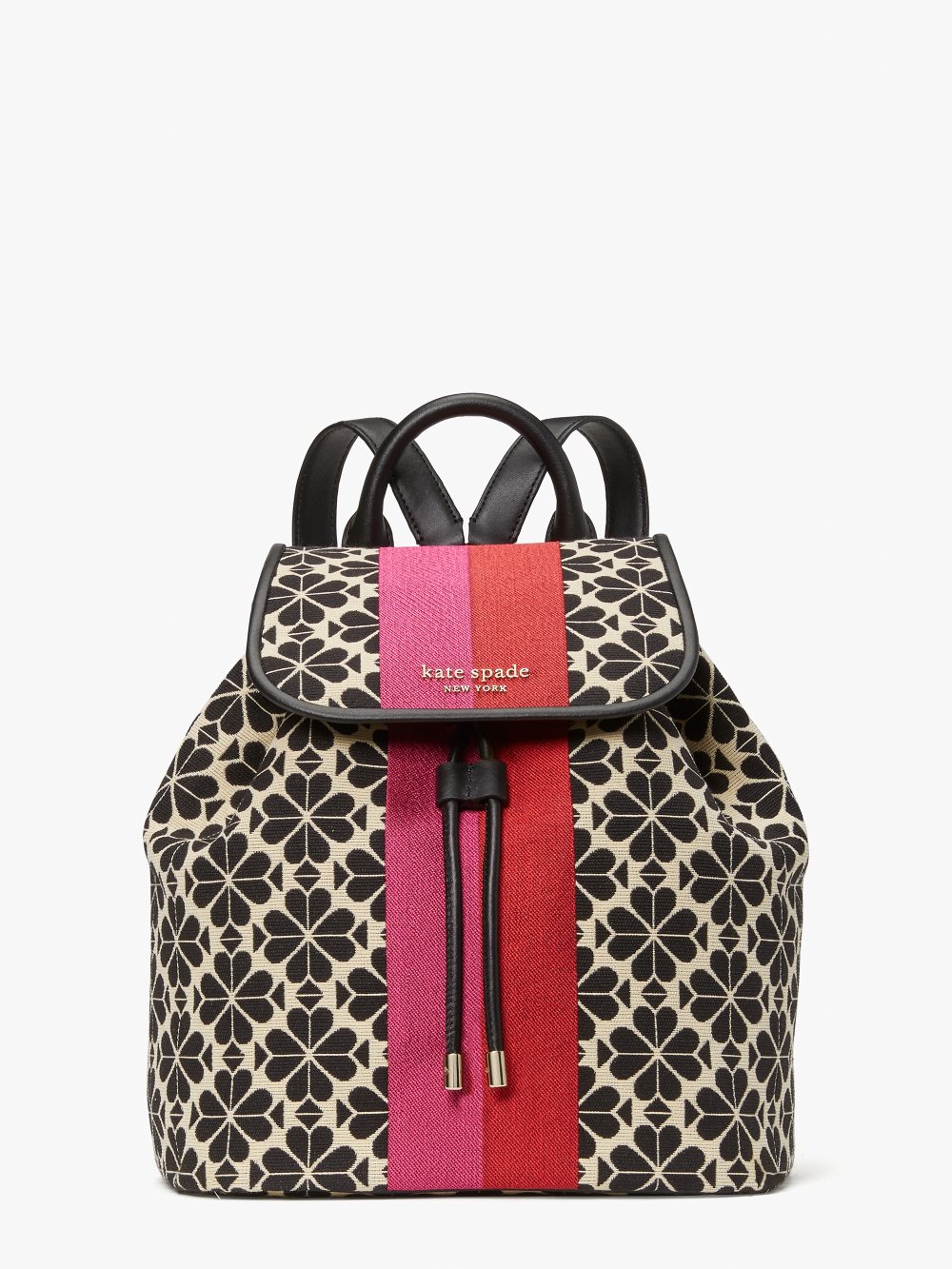 Women's cream multi spade flower jacquard stripe sinch medium flap backpack | Kate Spade