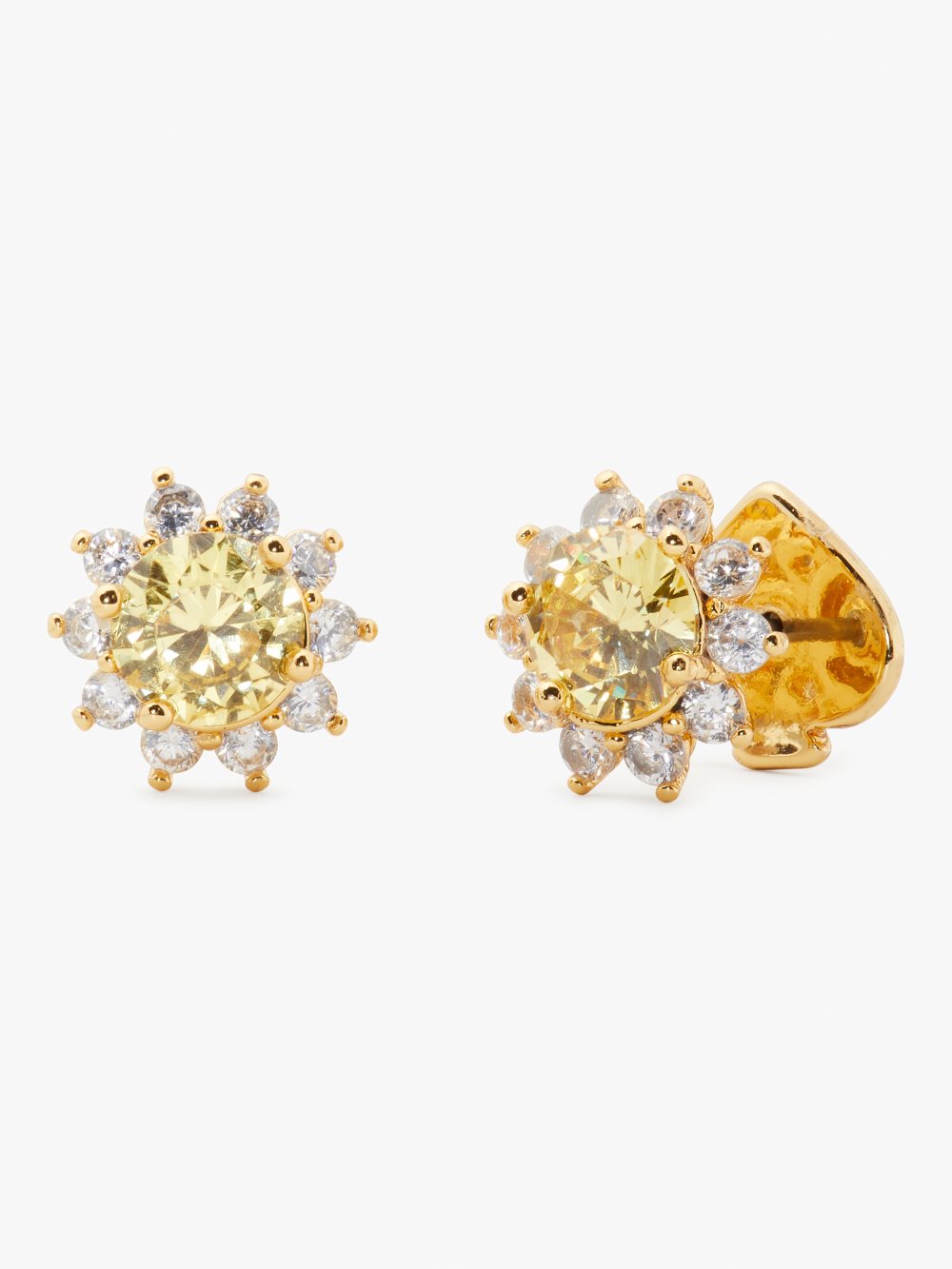 Women's yellow. sunny stone halo studs | Kate Spade