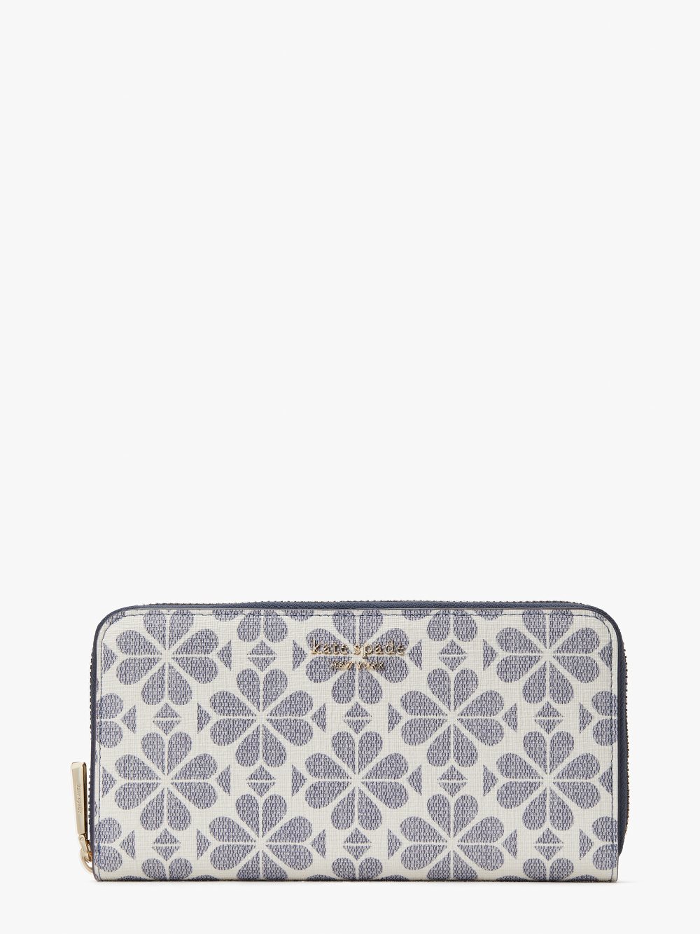 Women's slate blue multi spade flower coated canvas zip-around continental wallet | Kate Spade