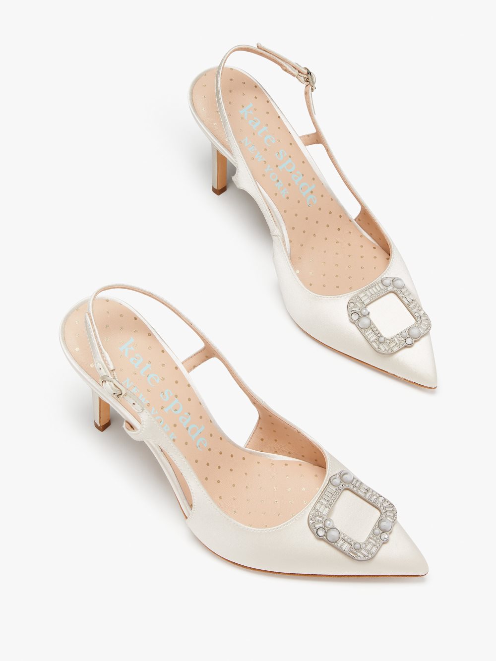 Women's ivory bridal buckle up slingback pumps | Kate Spade