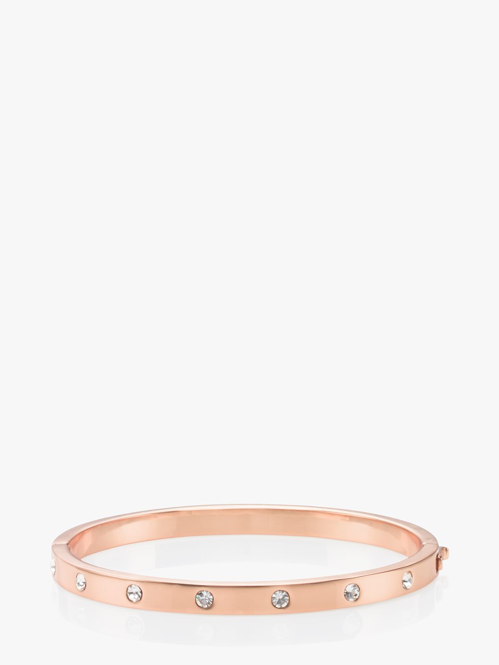 Women's clear/rose gold set in stone enamel stone hinged bangle | Kate Spade