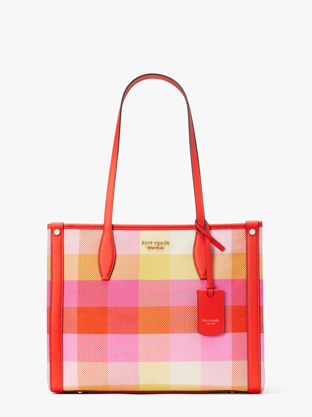 Women's pink multi market madras medium tote | Kate Spade