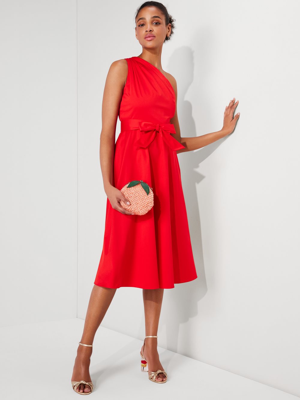 Women's flame scarlet poplin belted sabrina dress | Kate Spade