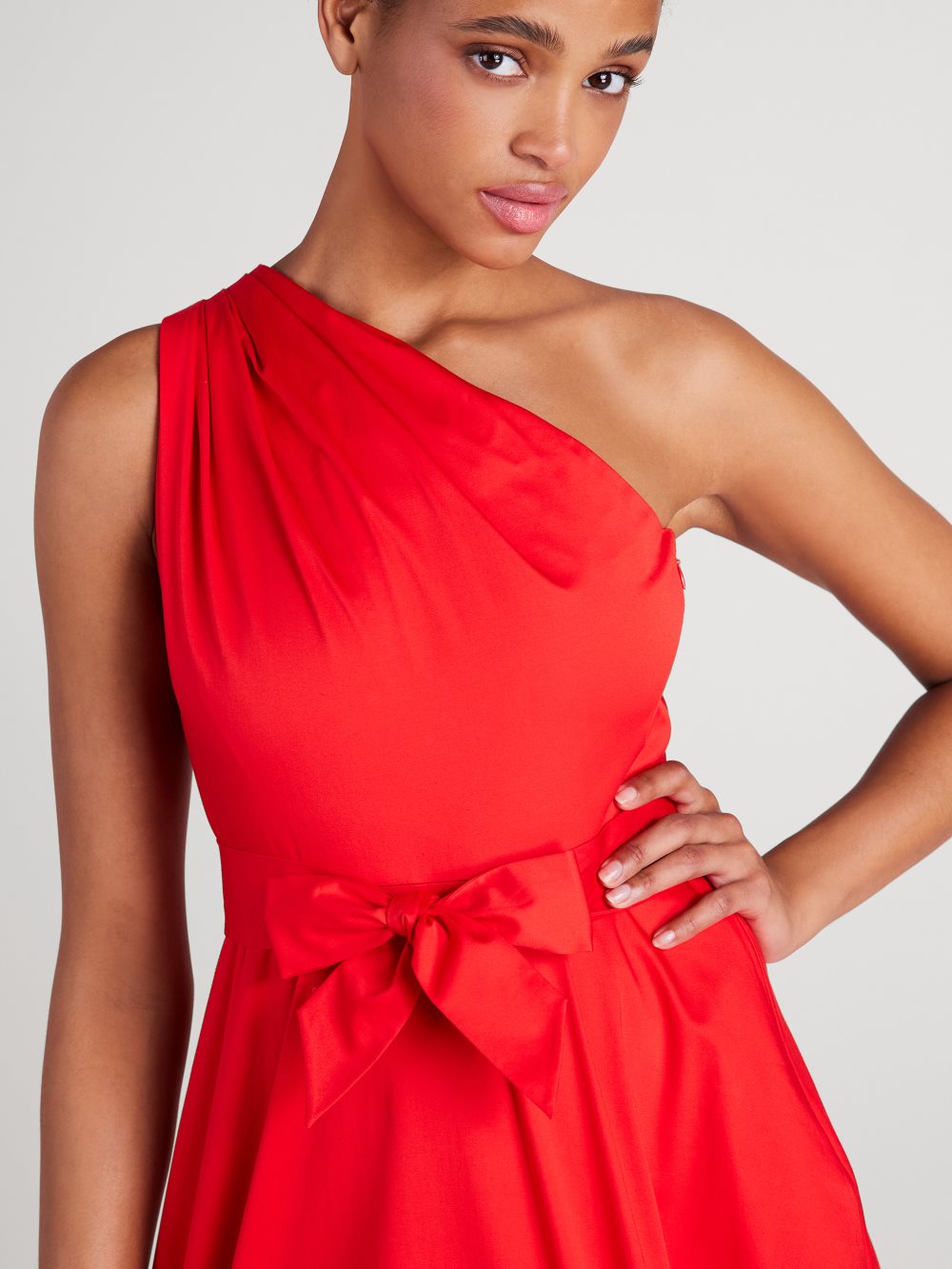 Women's flame scarlet poplin belted sabrina dress | Kate Spade