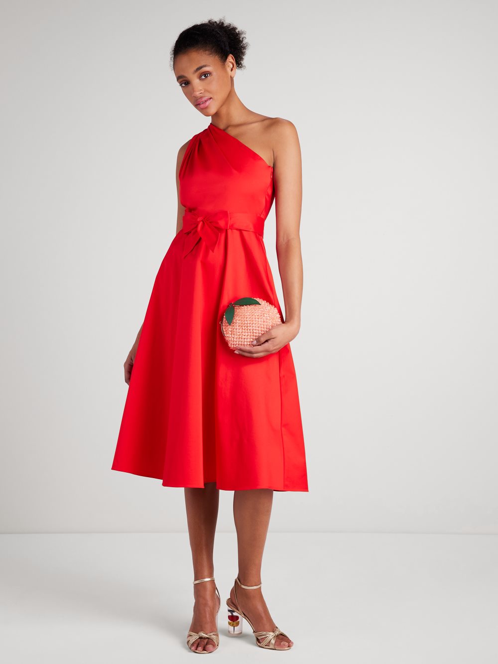 Women's flame scarlet poplin belted sabrina dress | Kate Spade