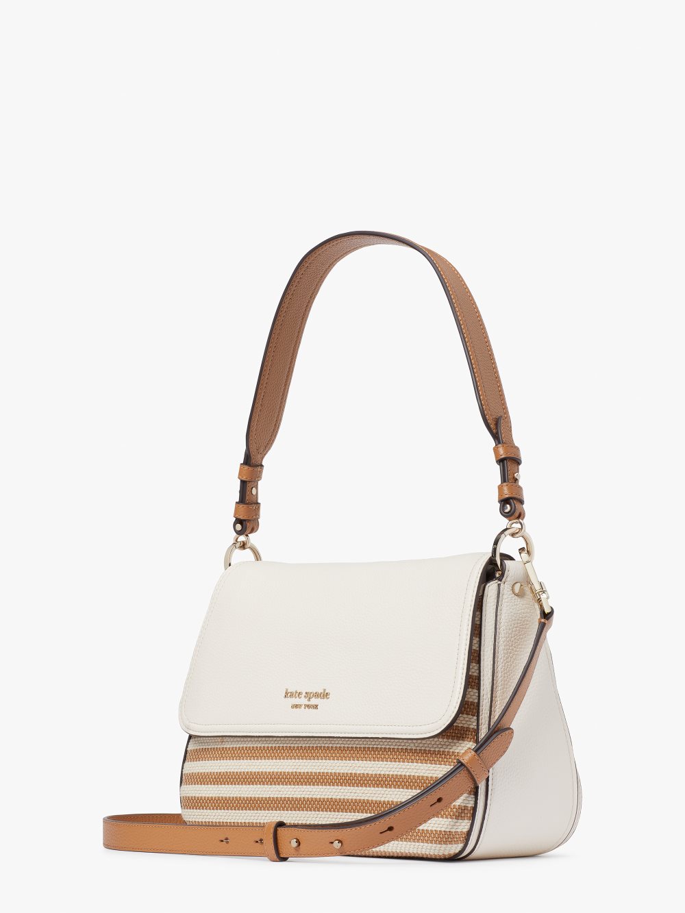 Women's parchment multi hudson striped medium convertible shoulder bag | Kate Spade