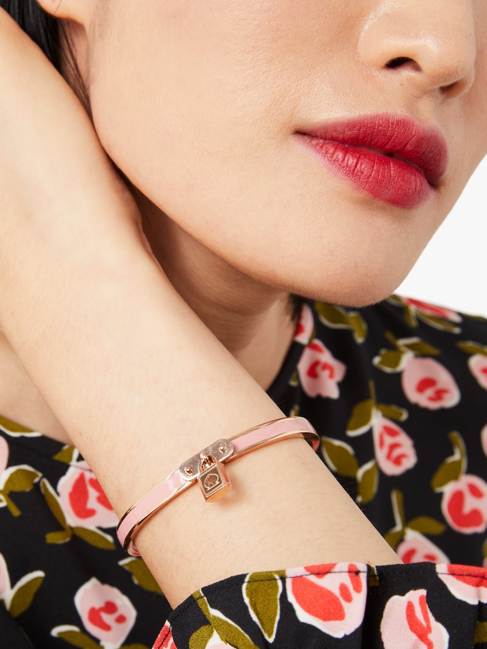 Women's blush. lock and spade charm bangle | Kate Spade