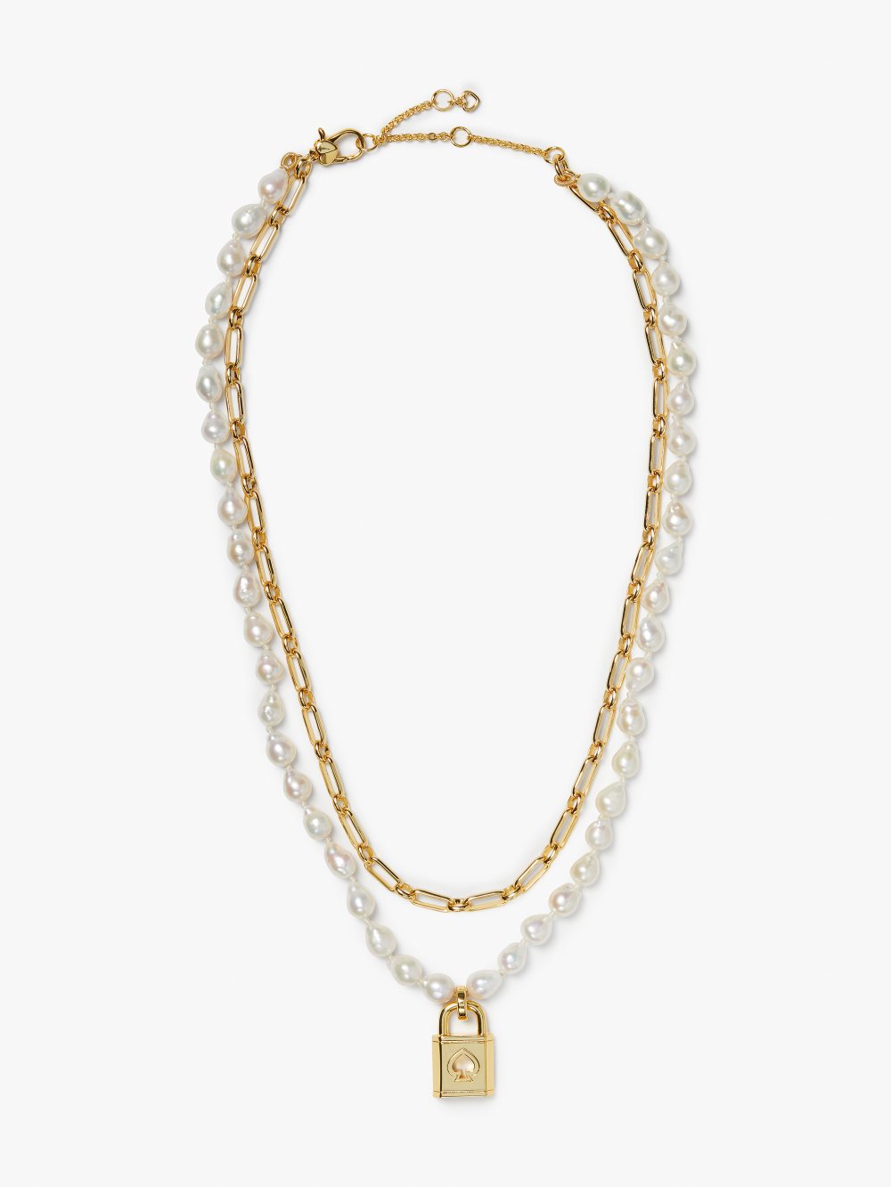 Women's cream multi lock and spade pearl statement necklace | Kate Spade