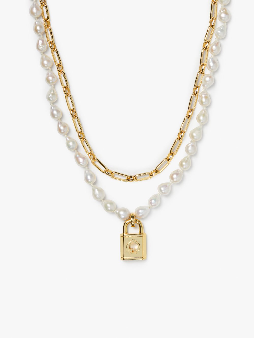 Women's cream multi lock and spade pearl statement necklace | Kate Spade