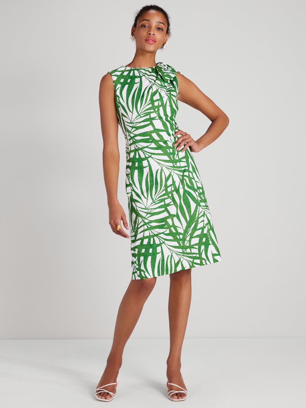 Women's  bitter greens  palm fronds knot shoulder dress | Kate Spade