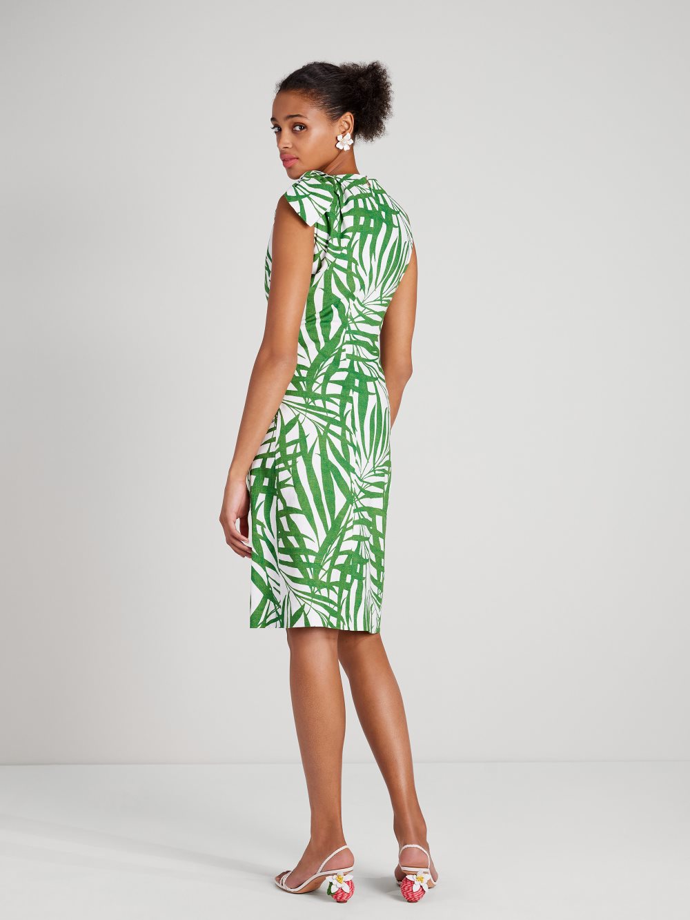 Women's  bitter greens  palm fronds knot shoulder dress | Kate Spade