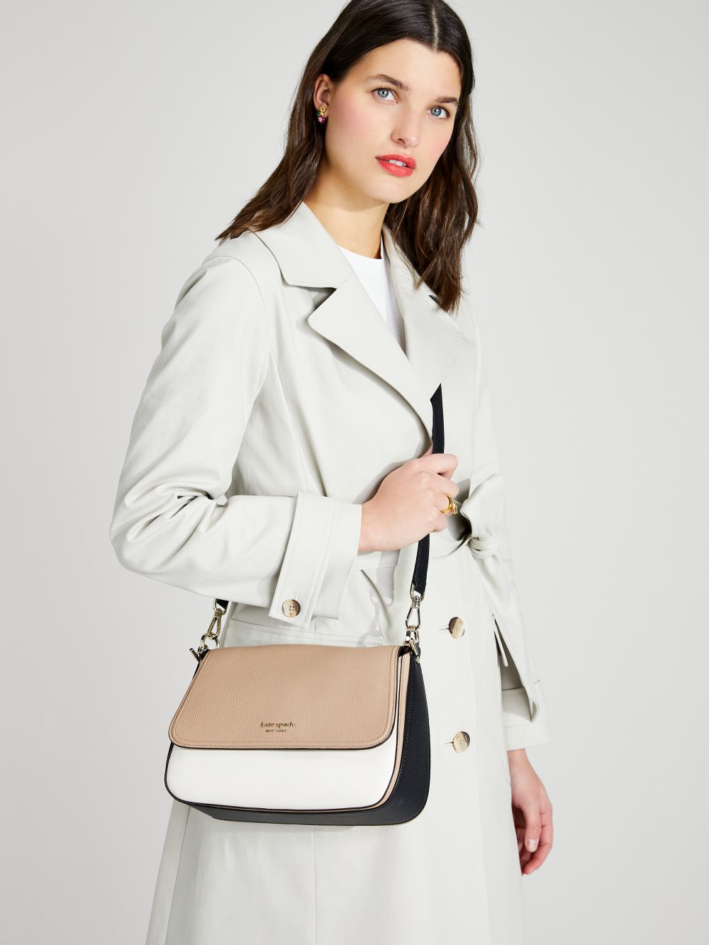 Women's parchment multi hudson colorblocked medium convertible shoulder bag | Kate Spade