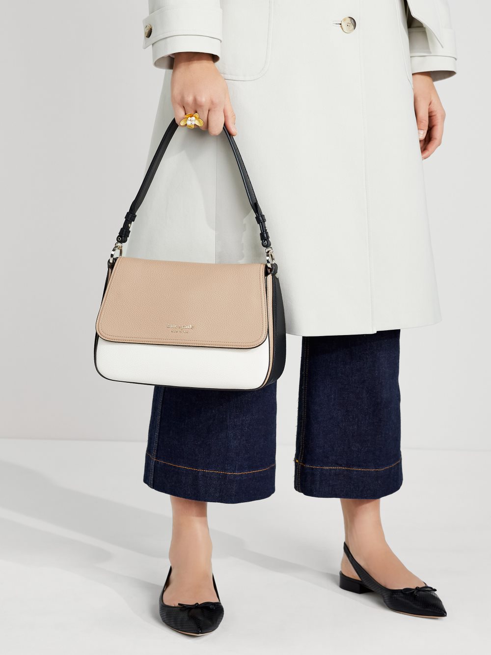 Women's parchment multi hudson colorblocked medium convertible shoulder bag | Kate Spade