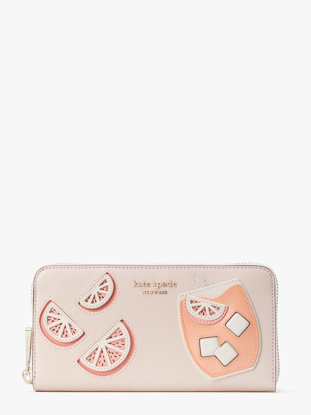 Women's pale dogwood tini embellished zip-around continental wallet | Kate Spade