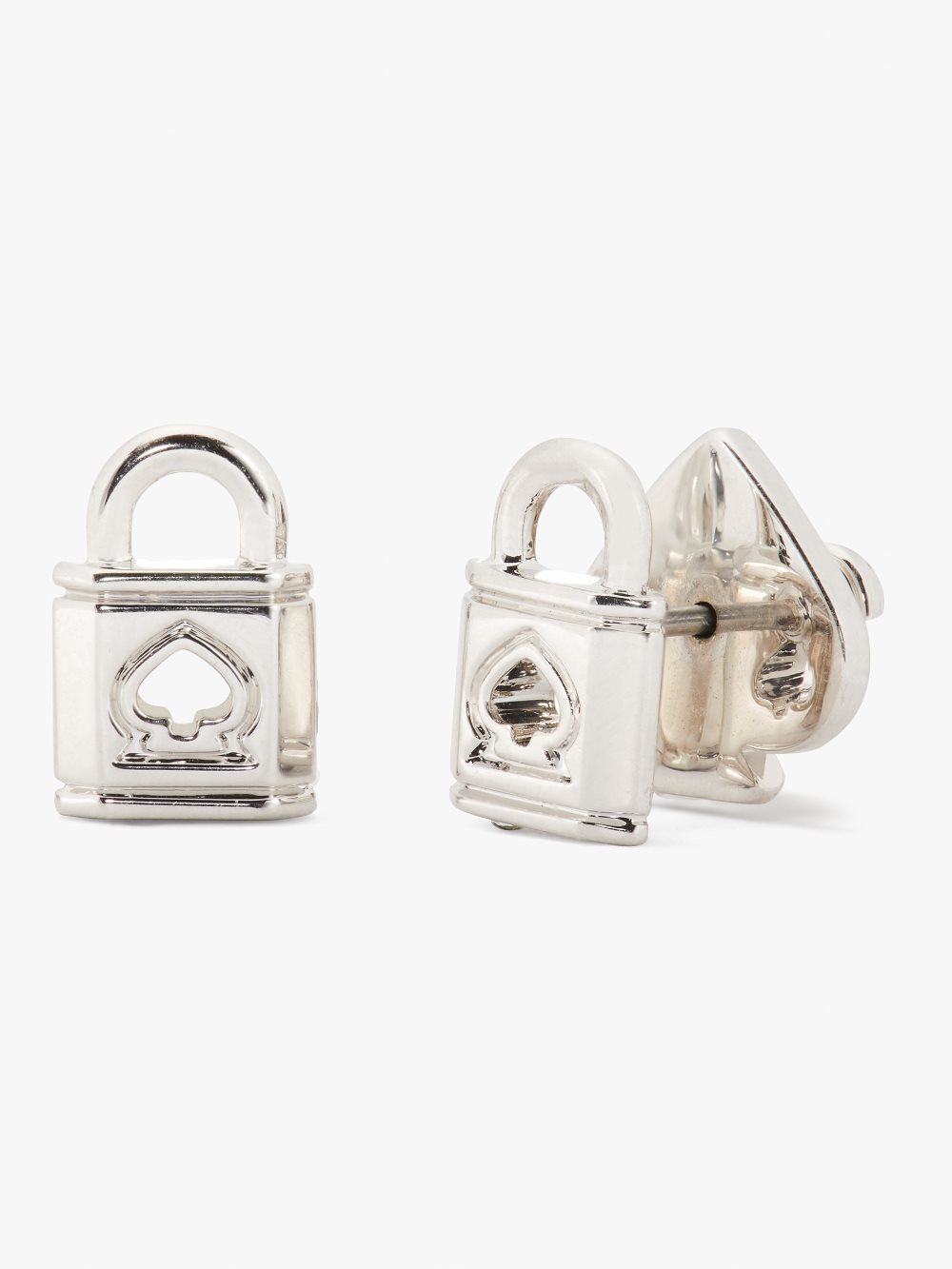 Women's silver lock and spade studs | Kate Spade