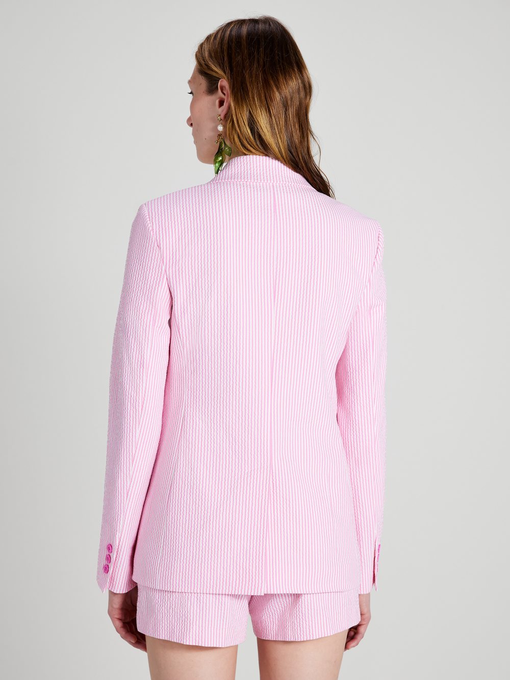 Women's pink flash seersucker stripe blazer | Kate Spade