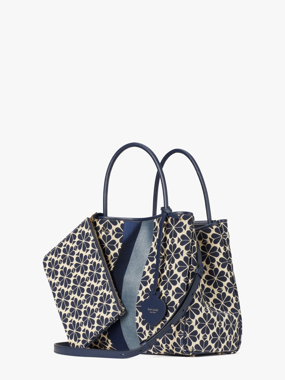 Women's blue multi spade flower jacquard everything stripe medium tote | Kate Spade