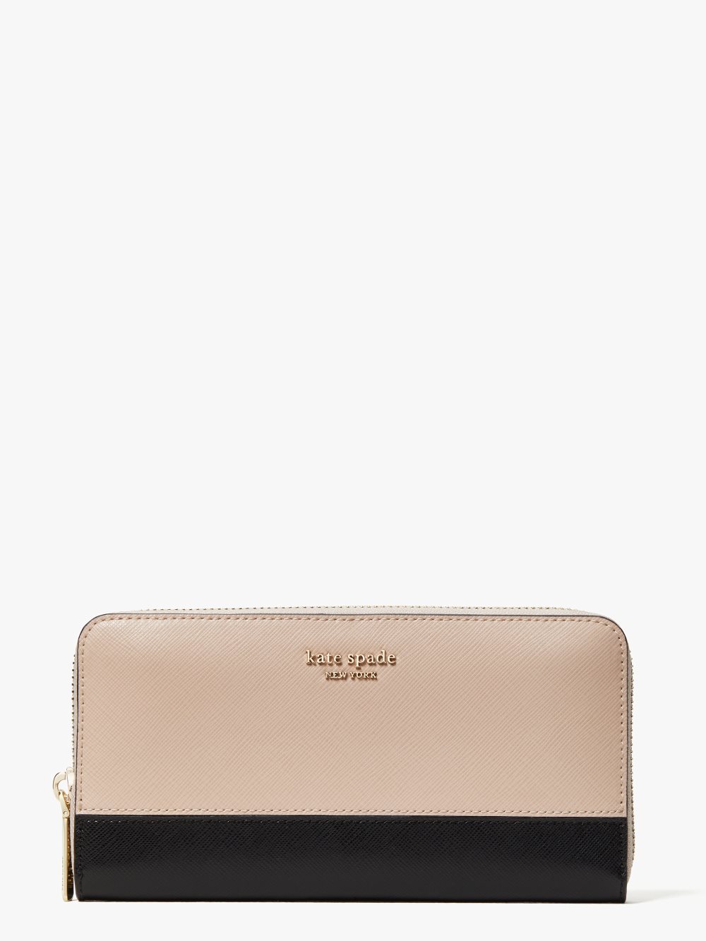 Women's warm beige/black spencer zip-around continental wallet | Kate Spade