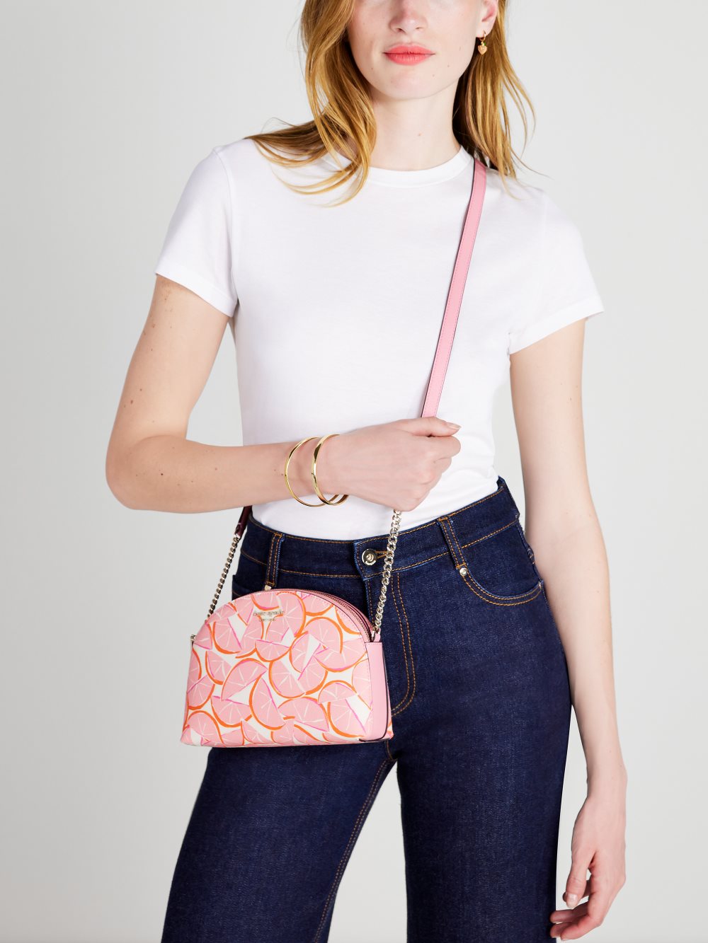 Women's pink multi. spencer grapefruit double-zip dome crossbody | Kate Spade