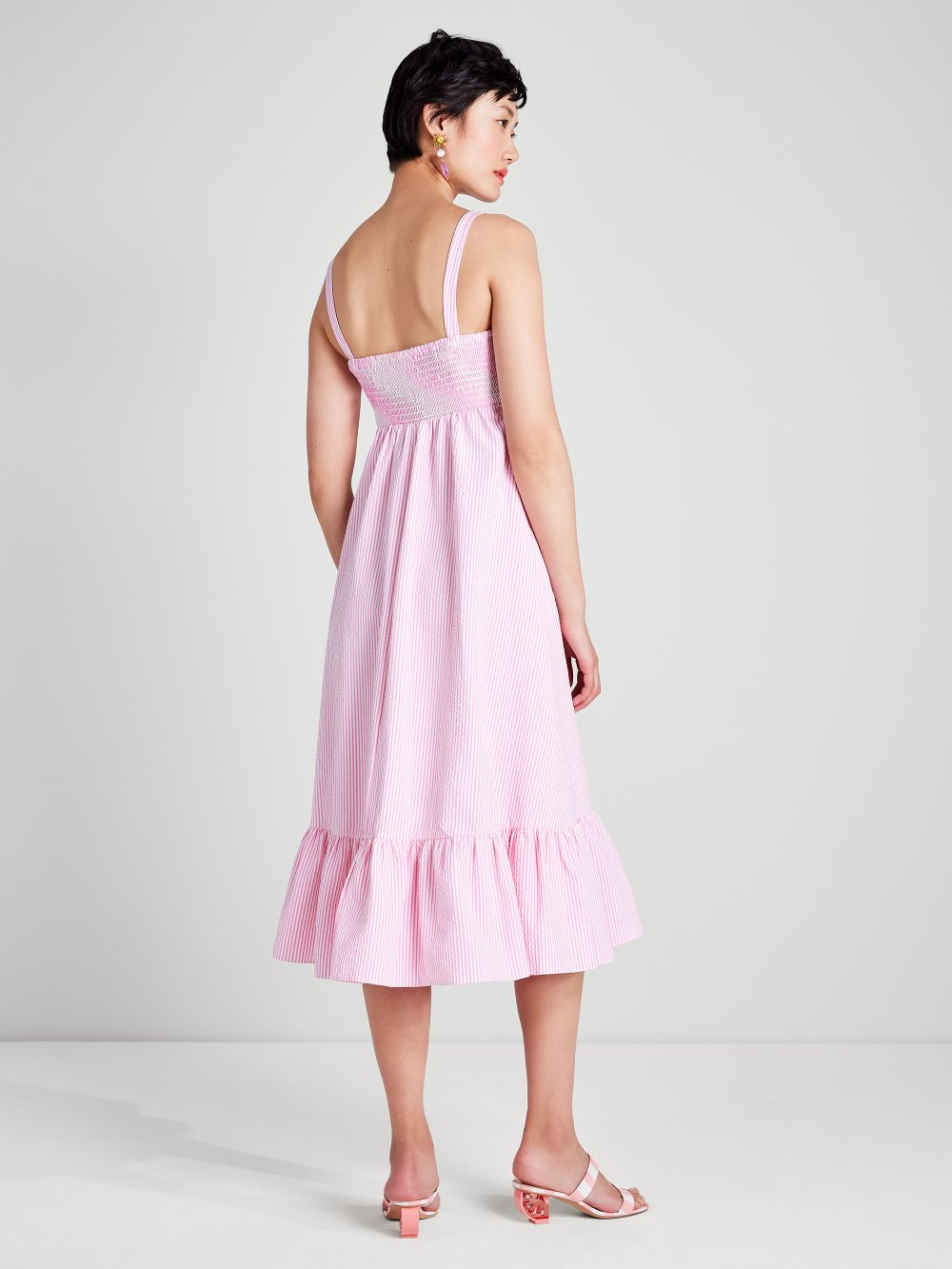 Women's  pink flash  seersucker stripe bow dress | Kate Spade