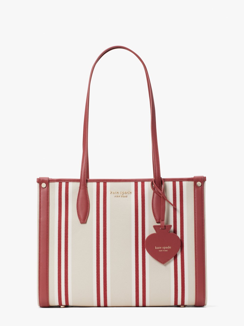 Women's red jasper multi market striped canvas medium tote | Kate Spade