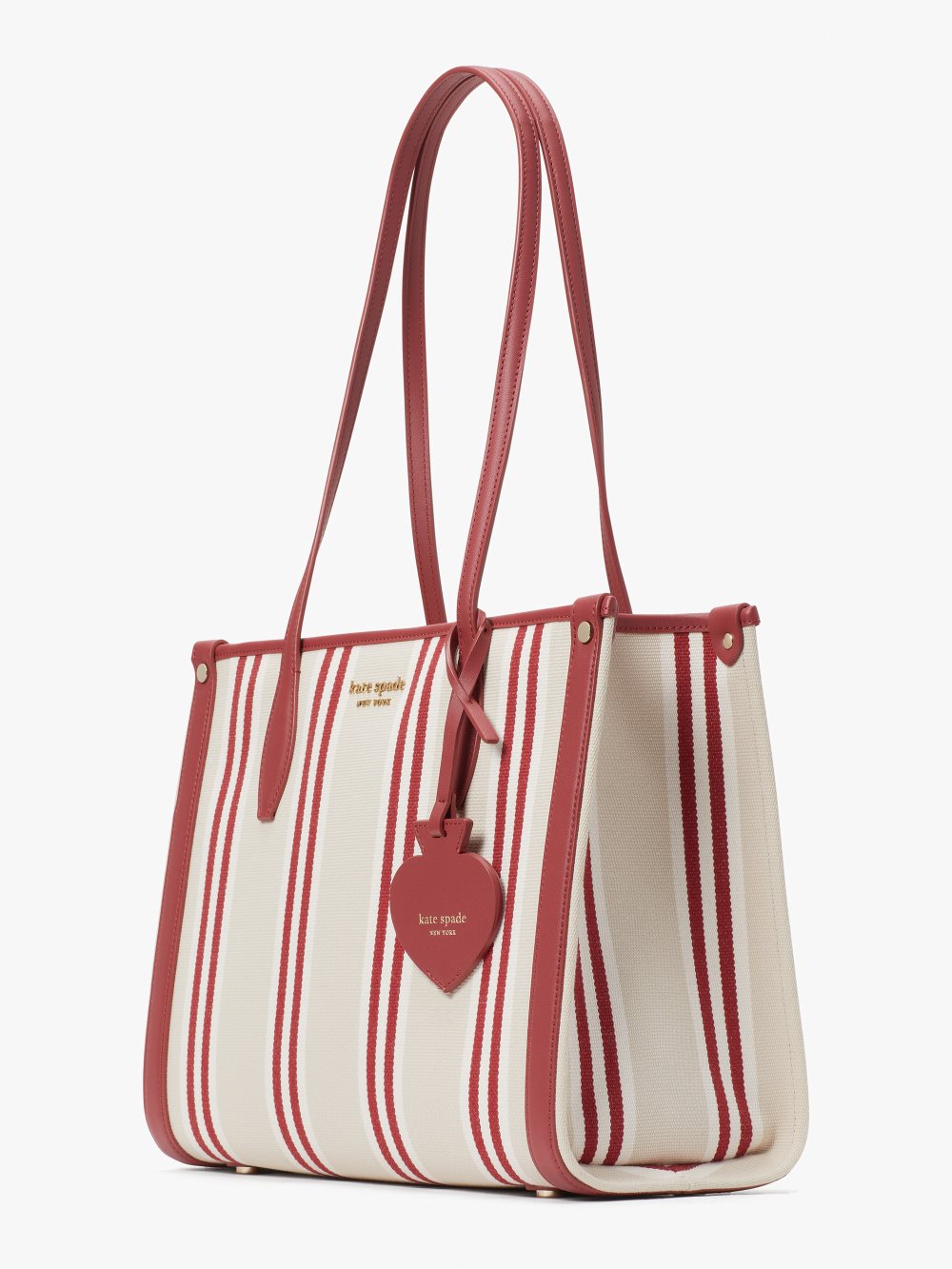 Women's red jasper multi market striped canvas medium tote | Kate Spade