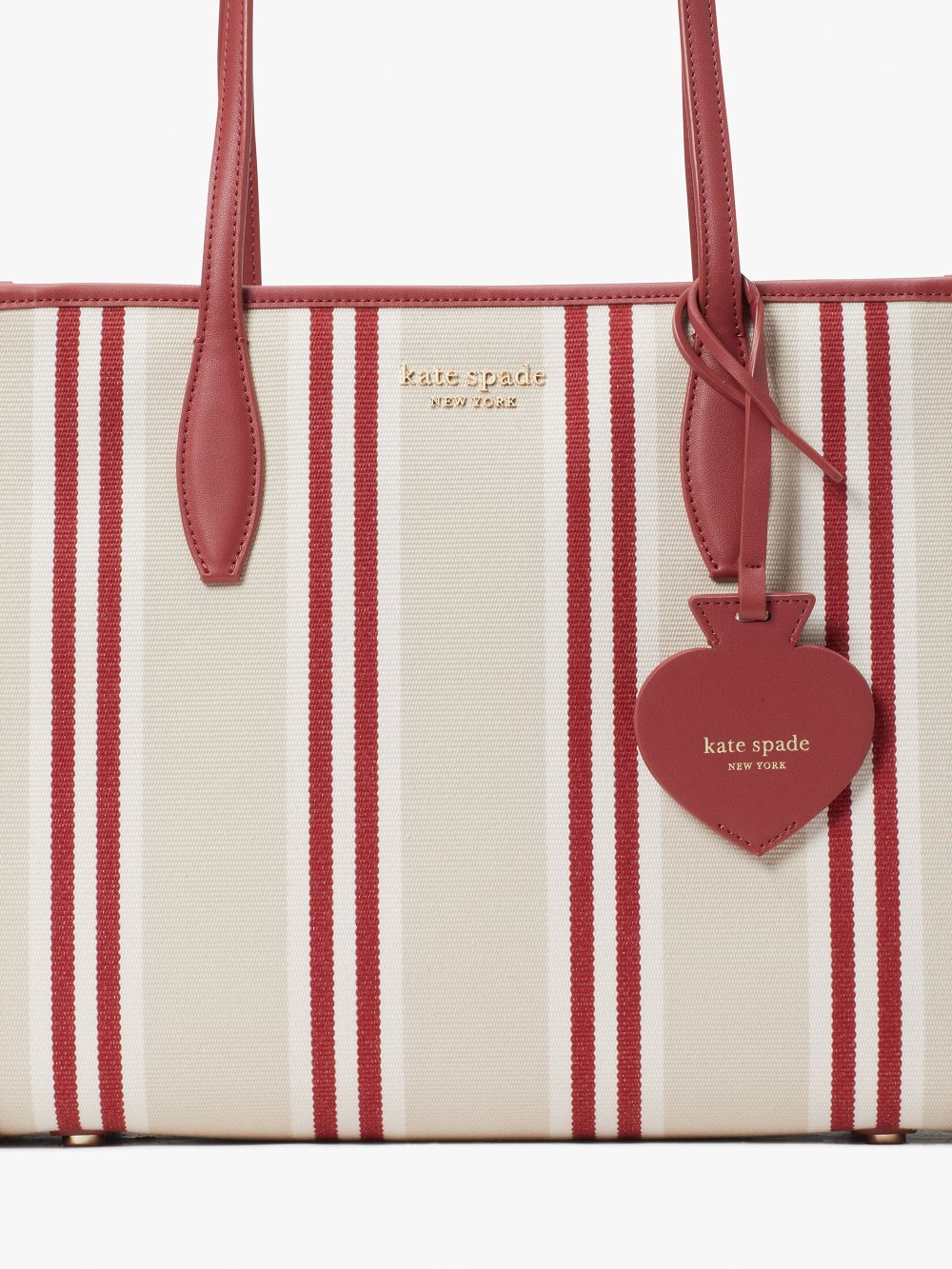 Women's red jasper multi market striped canvas medium tote | Kate Spade