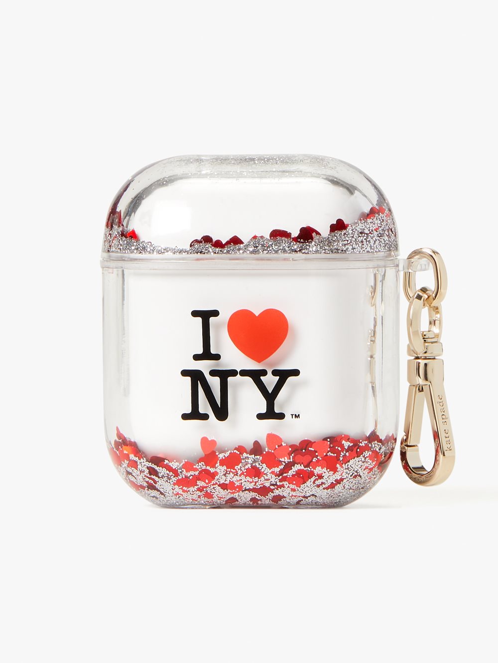 Women's black multi i heart ny x Kate Spade liquid glitter airpods case | Kate Spade