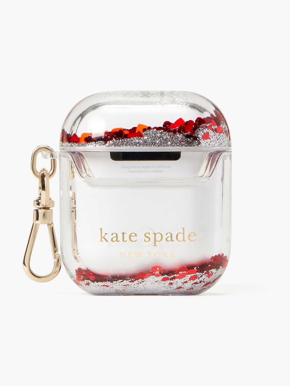Women's black multi i heart ny x Kate Spade liquid glitter airpods case | Kate Spade