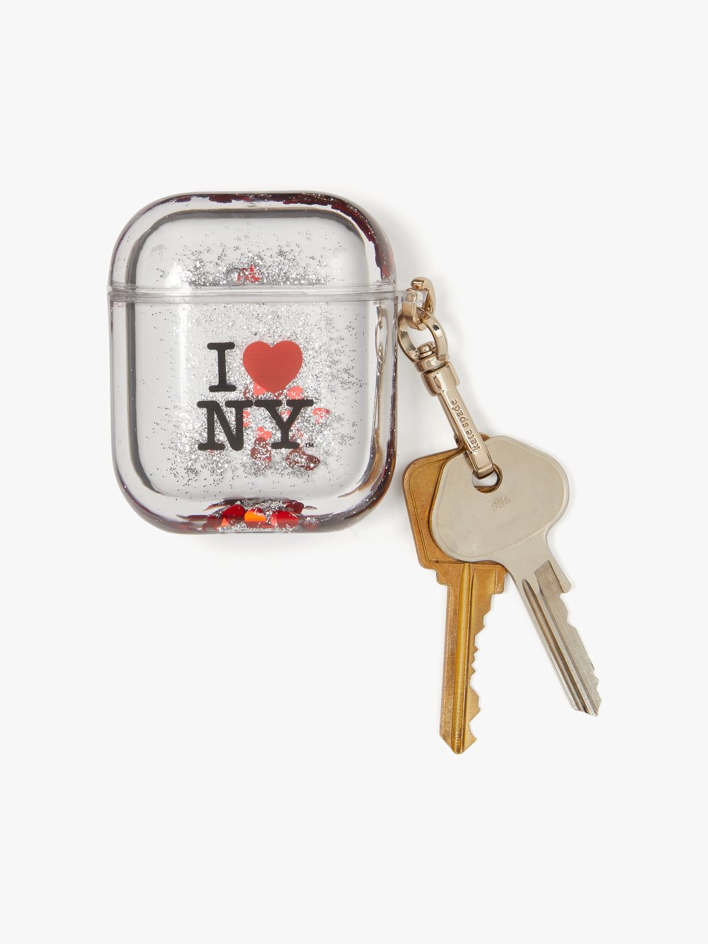 Women's black multi i heart ny x Kate Spade liquid glitter airpods case | Kate Spade