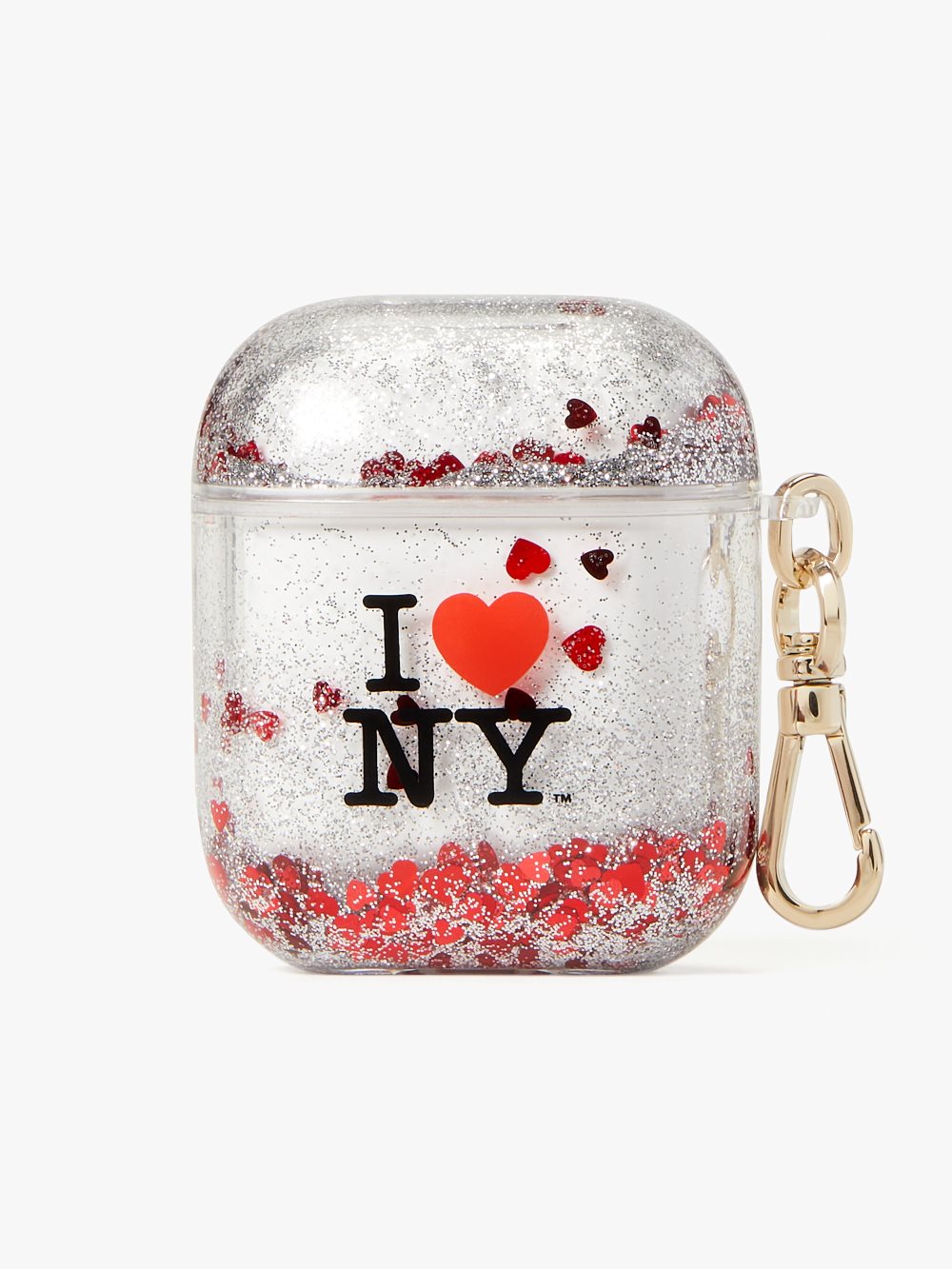 Women's black multi i heart ny x Kate Spade liquid glitter airpods case | Kate Spade