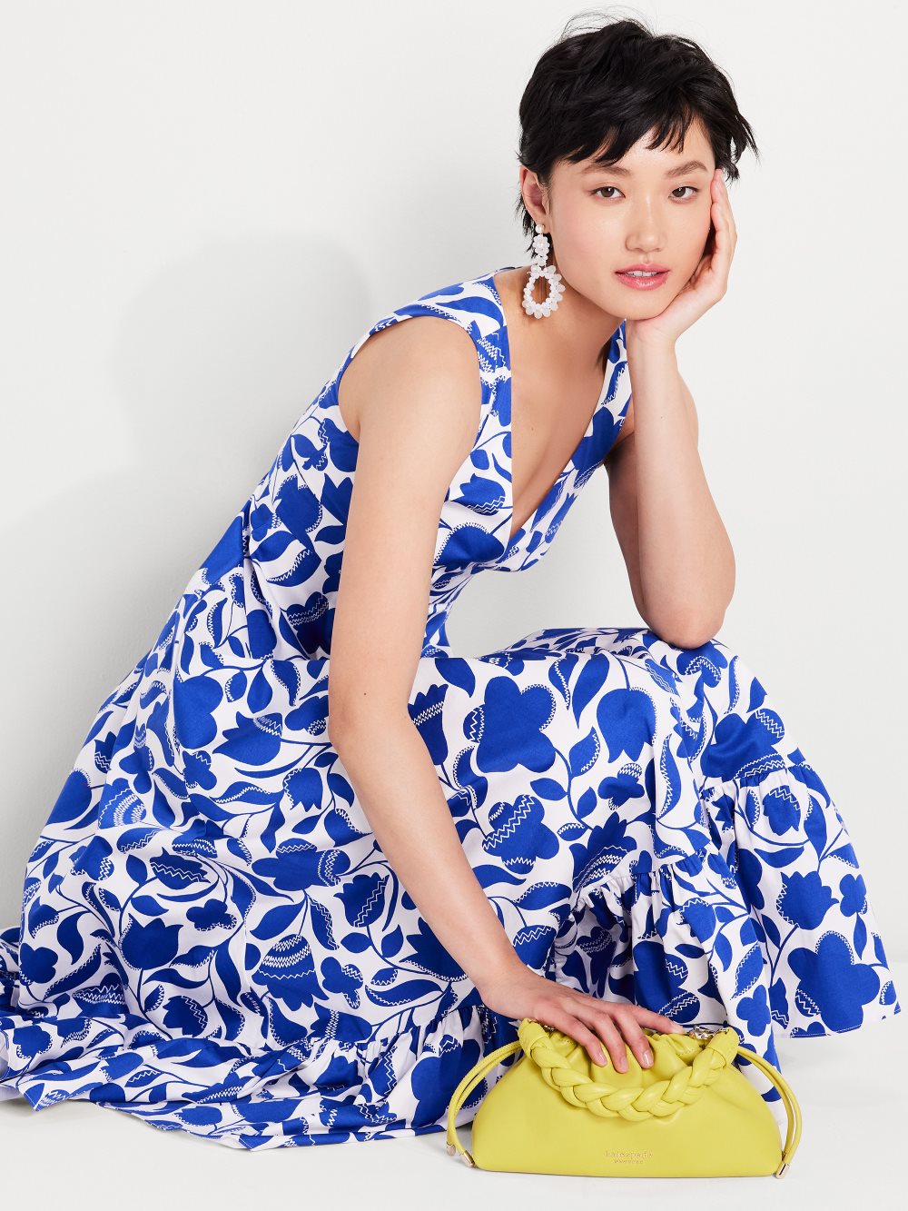 Women's blueberry zigzag floral maxi dress | Kate Spade