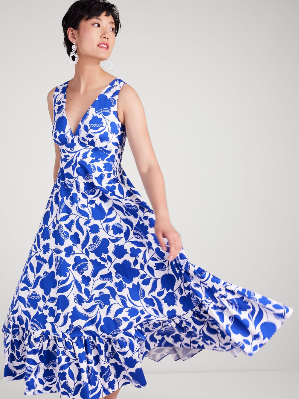 Women's blueberry zigzag floral maxi dress | Kate Spade
